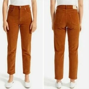 Everlane The Baby Cord Cheeky Crop Straight Leg Corduroy Pants Acorn Rust Sz 26
